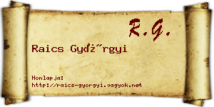 Raics Györgyi névjegykártya